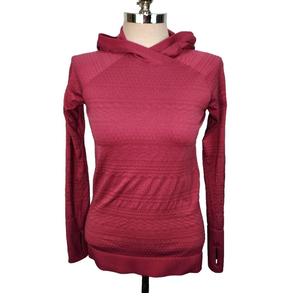 Lululemon Rest Less Hoodie Violet Red 8 Long Sleeve‎ Textured Athletic W3BKFS
